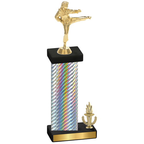 Accented Single Silver Carbon Fiber Victory Karate Trophy