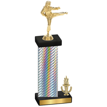 Accented Single Silver Carbon Fiber Victory Karate Trophy