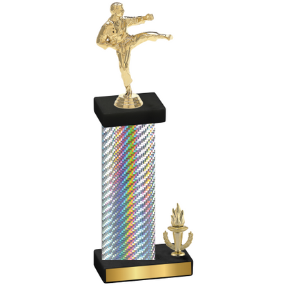 Accented Single Silver Carbon Fiber Victory Karate Trophy