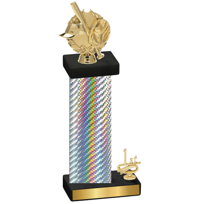 Accented Single Silver Carbon Fiber First Place Baseball Trophy