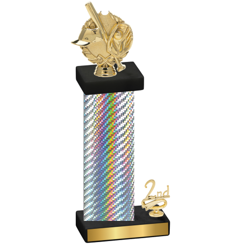 Accented Single Silver Carbon Fiber Second Place Baseball Trophy