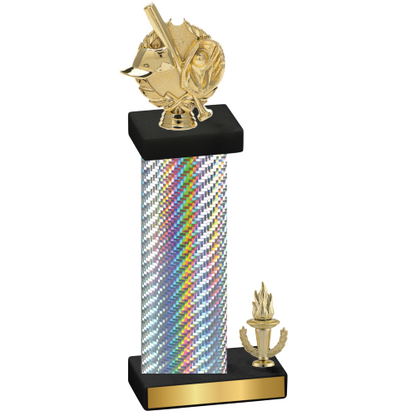 Accented Single Silver Carbon Fiber Victory Baseball Trophy