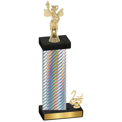 Accented Single Silver Carbon Fiber Second Place Academics Trophy