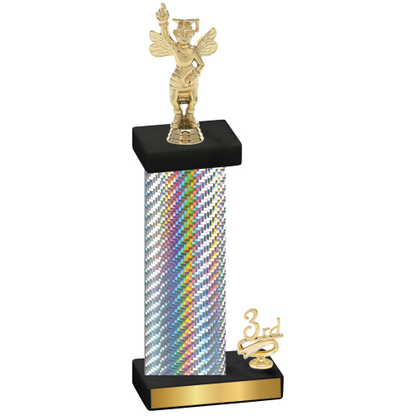 Accented Single Silver Carbon Fiber Third Place Academics Trophy