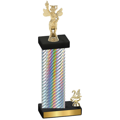 Accented Single Silver Carbon Fiber Year Academics Trophy