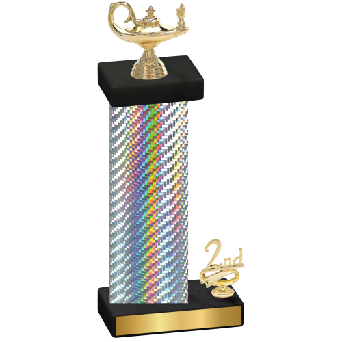 Accented Single Silver Carbon Fiber Second Place Academics Trophy