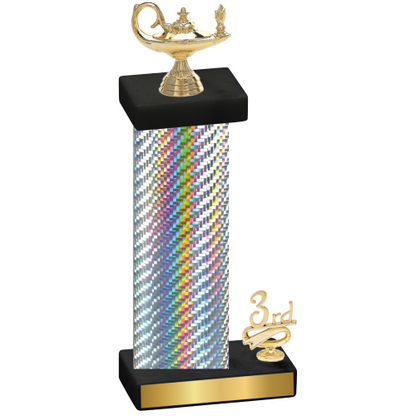 Accented Single Silver Carbon Fiber Third Place Academics Trophy