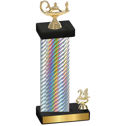 Accented Single Silver Carbon Fiber Year Academics Trophy