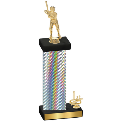 Accented Single Silver Carbon Fiber First Place Baseball Trophy