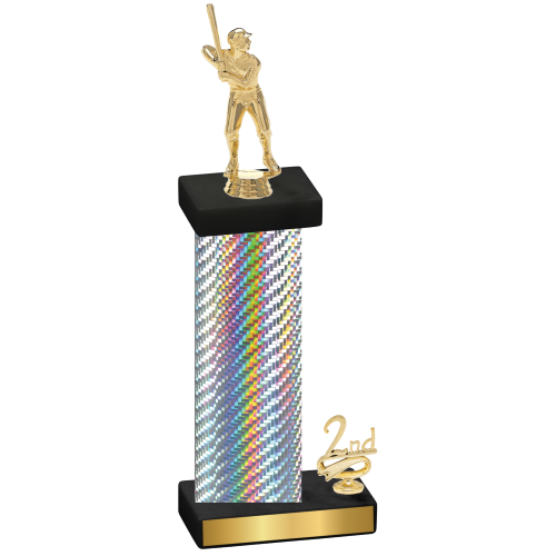 Accented Single Silver Carbon Fiber Second Place Baseball Trophy