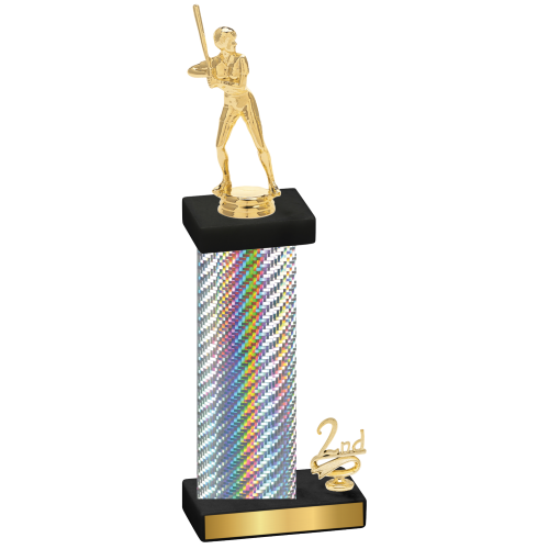 Accented Single Silver Carbon Fiber Second Place Softball Trophy