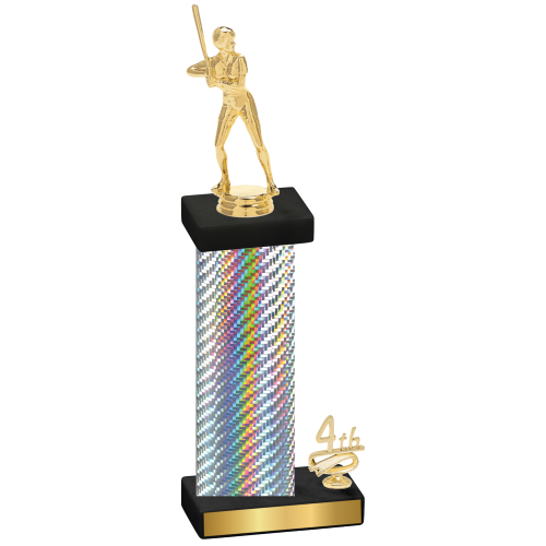 Accented Single Silver Carbon Fiber Fourth Place Softball Trophy