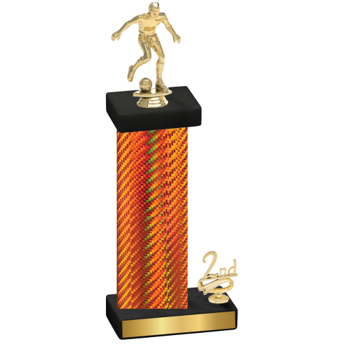 Accented Single Orange Carbon Fiber Second Place Soccer Trophy