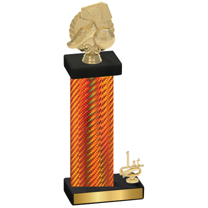 Accented Single Orange Carbon Fiber First Place Soccer Trophy