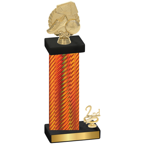 Accented Single Orange Carbon Fiber Second Place Soccer Trophy