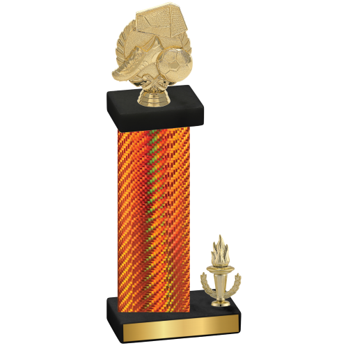 Accented Single Orange Carbon Fiber Victory Soccer Trophy