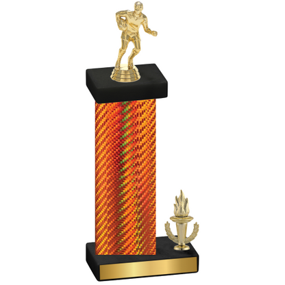 Accented Single Orange Carbon Fiber Victory Rugby Trophy