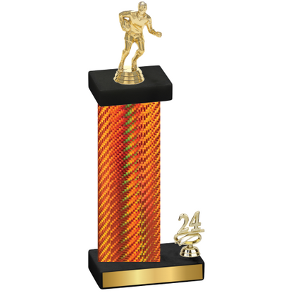 Accented Single Orange Carbon Fiber Year Rugby Trophy