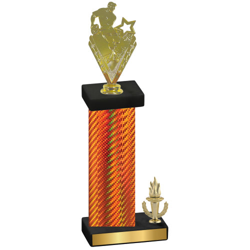 Accented Single Orange Carbon Fiber Victory Rugby Trophy