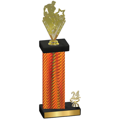 Accented Single Orange Carbon Fiber Year Rugby Trophy