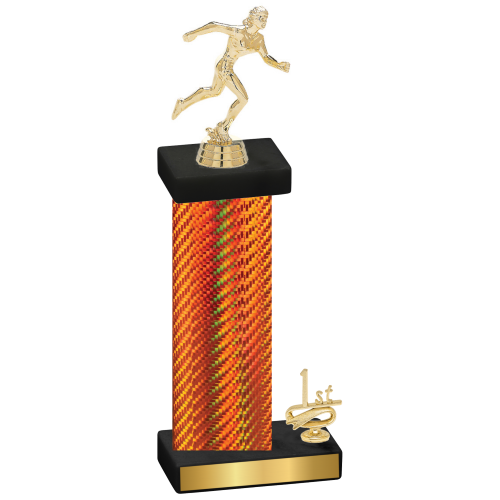 Accented Single Orange Carbon Fiber First Place Running Trophy