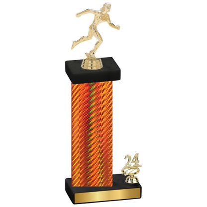 Accented Single Orange Carbon Fiber Year Running Trophy