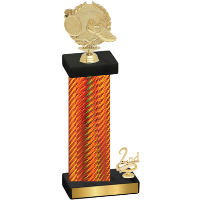 Accented Single Orange Carbon Fiber Second Place Running Trophy