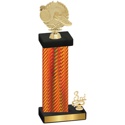 Accented Single Orange Carbon Fiber Third Place Running Trophy