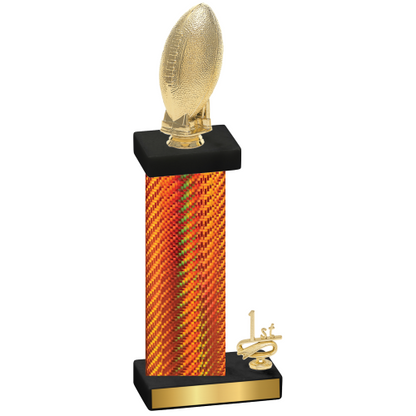 Accented Single Orange Carbon Fiber First Place Football Trophy