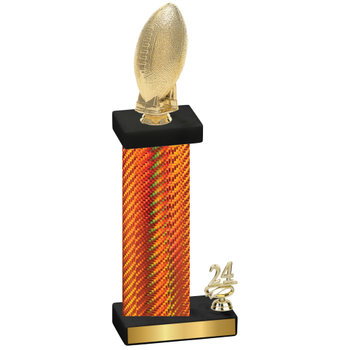 Accented Single Orange Carbon Fiber Year Football Trophy