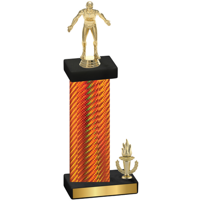 Accented Single Orange Carbon Fiber Victory Wrestling Trophy