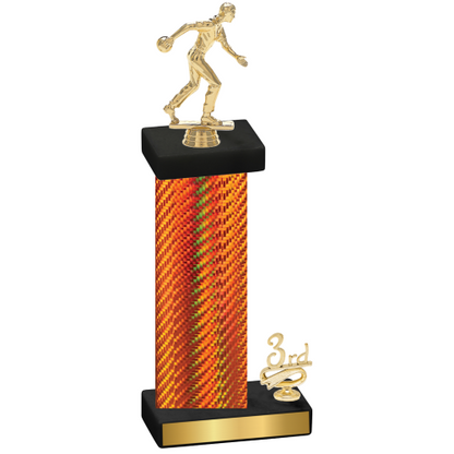 Accented Single Orange Carbon Fiber Third Place Bowling Trophy