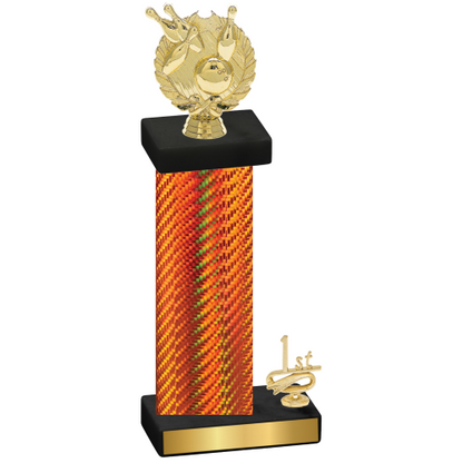 Accented Single Orange Carbon Fiber First Place Bowling Trophy