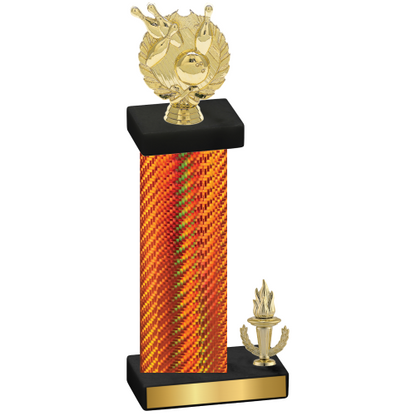 Accented Single Orange Carbon Fiber Victory Bowling Trophy