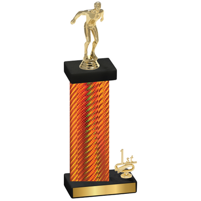 Accented Single Orange Carbon Fiber First Place Swimming Trophy