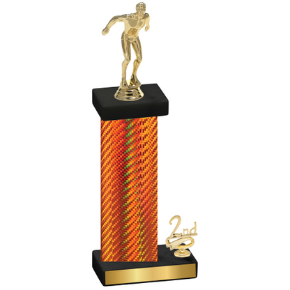 Accented Single Orange Carbon Fiber Second Place Swimming Trophy