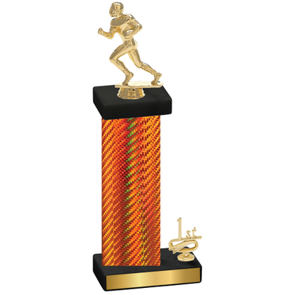 Accented Single Orange Carbon Fiber First Place Football Trophy