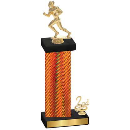 Accented Single Orange Carbon Fiber Second Place Football Trophy