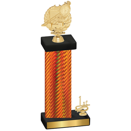 Accented Single Orange Carbon Fiber First Place Swimming Trophy