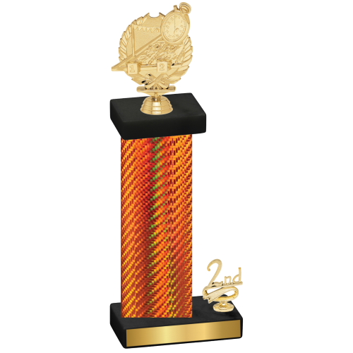 Accented Single Orange Carbon Fiber Second Place Swimming Trophy