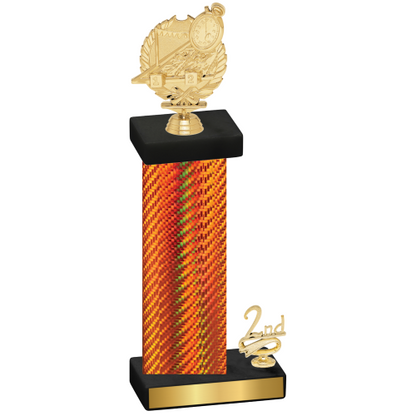 Accented Single Orange Carbon Fiber Second Place Swimming Trophy