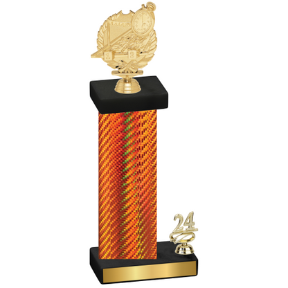 Accented Single Orange Carbon Fiber Year Swimming Trophy