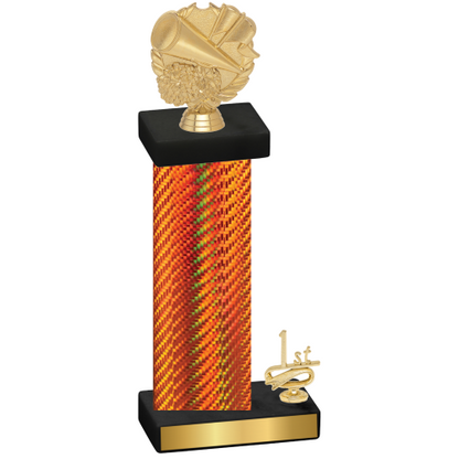 Accented Single Orange Carbon Fiber First Place Cheerleading Trophy