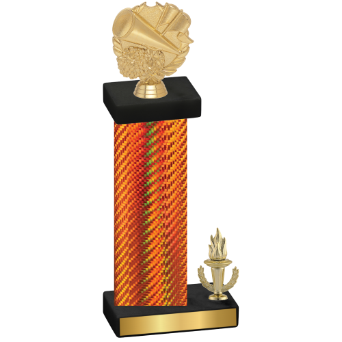 Accented Single Orange Carbon Fiber Victory Cheerleading Trophy