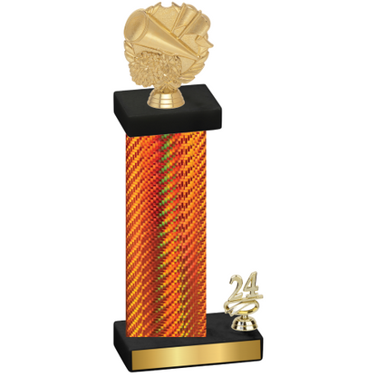 Accented Single Orange Carbon Fiber Year Cheerleading Trophy