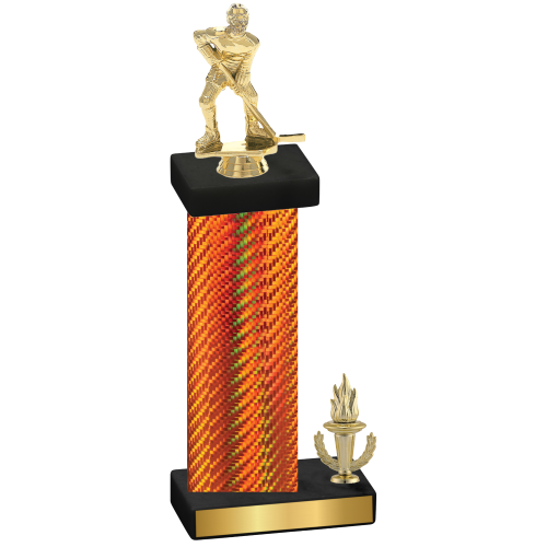 Accented Single Orange Carbon Fiber Victory Hockey Trophy