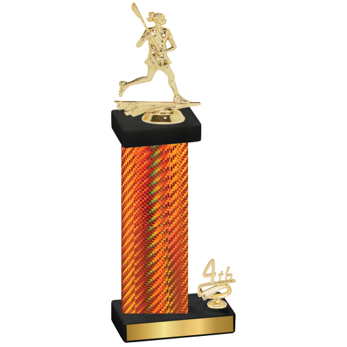 Accented Single Orange Carbon Fiber Fourth Place Lacrosse Trophy