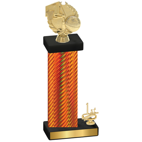 Accented Single Orange Carbon Fiber First Place Basketball Trophy