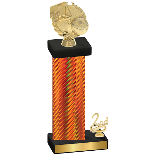 Accented Single Orange Carbon Fiber Second Place Basketball Trophy