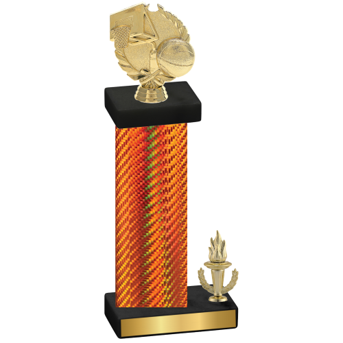 Accented Single Orange Carbon Fiber Victory Basketball Trophy